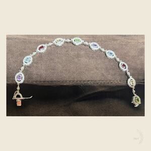 Ross-Simons Sterling Silver 3.35 ct t w Multi Gem Diamond Accent Bracelet NWT